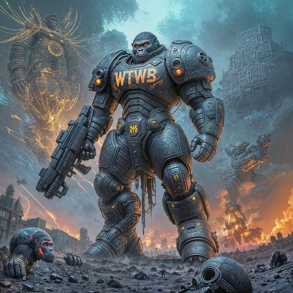 Futuristic Armored Gorilla Warrior in Graffiti Art Style