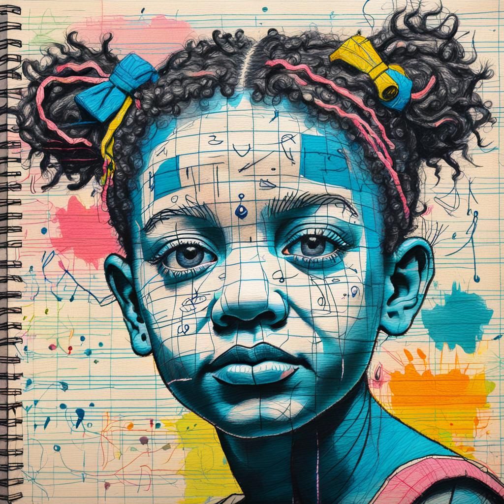 Ballerina Portrait in Colored Pencil Naive Art Style