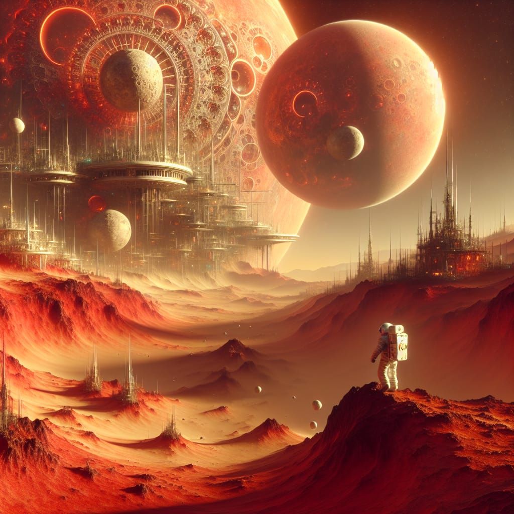 Astronaut Explores Red Planet in Atompunk Fantasy
