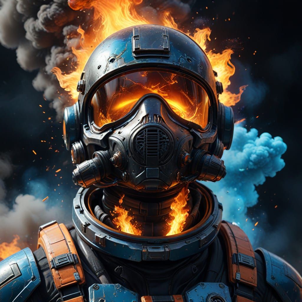 Ethereal Astronaut in Cosmic Inferno