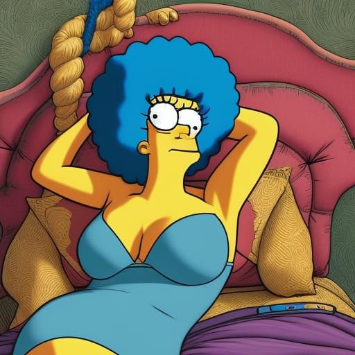 Marge Simpson Comic Book Art in Bed