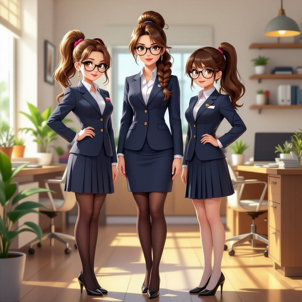 Mother and Daughters on Take Your Daughter to Work Day in An...