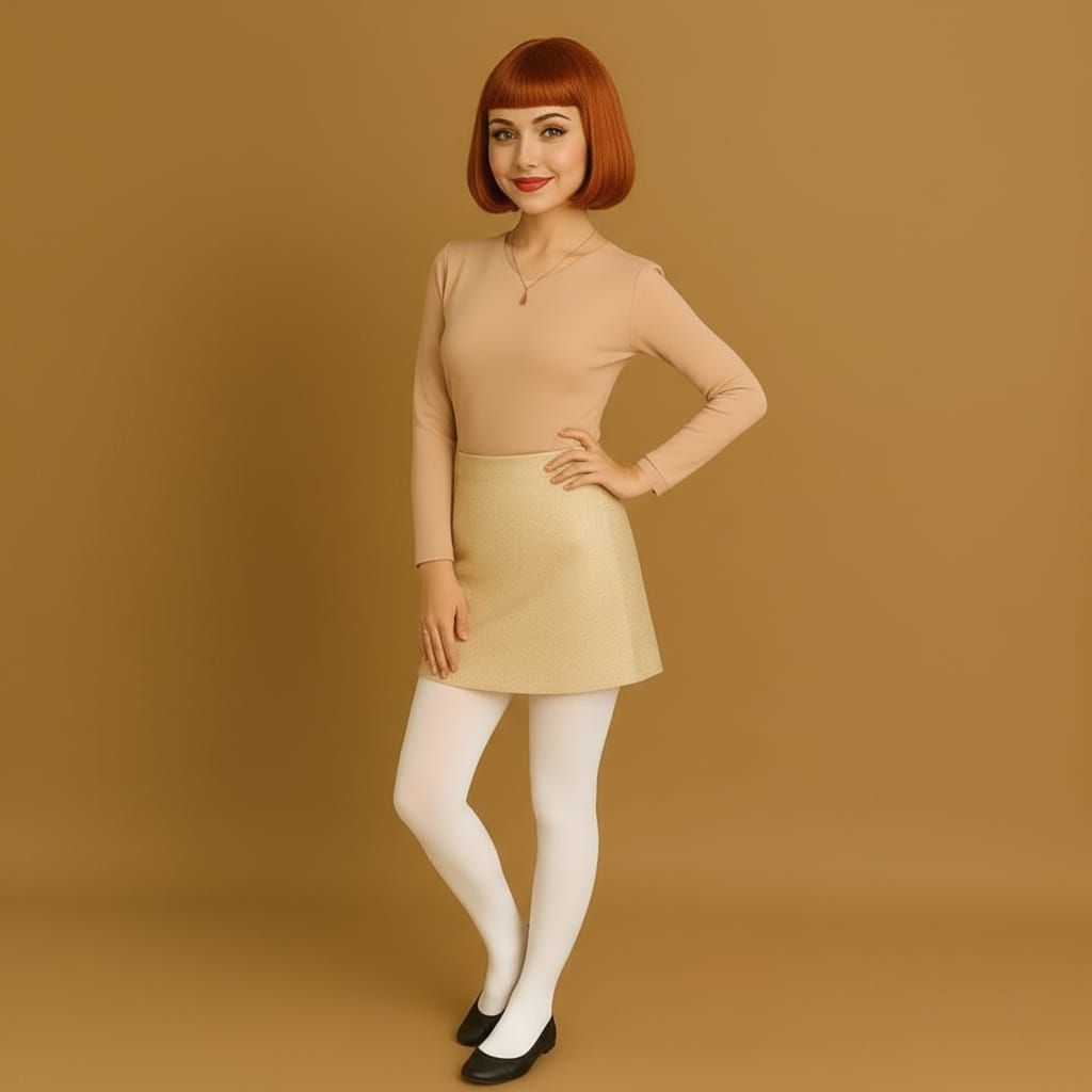 Smiling Woman with Ginger Hair and Black Flats