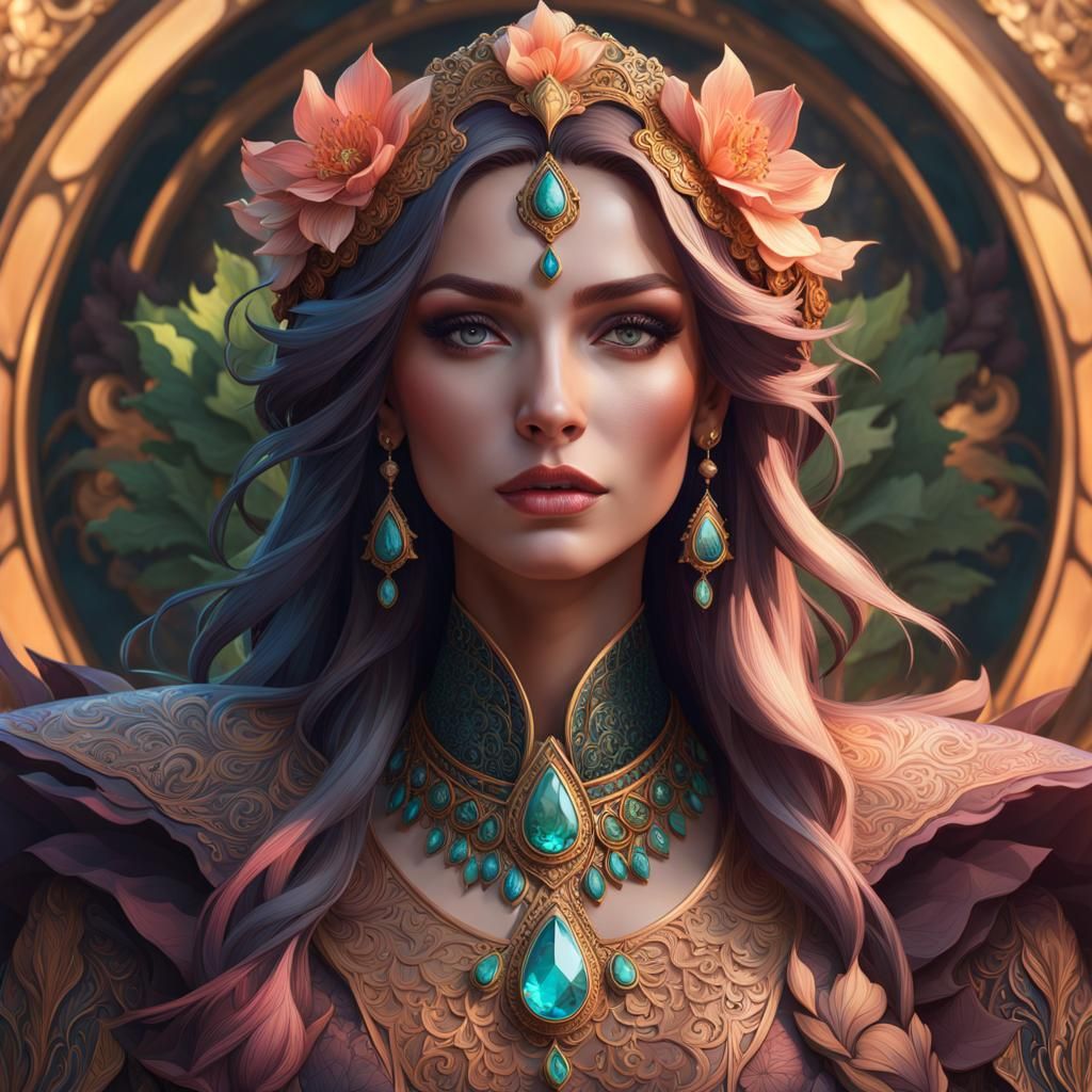 Girl and Llama Portrait by Rutkowski, Artgerm, and Mucha