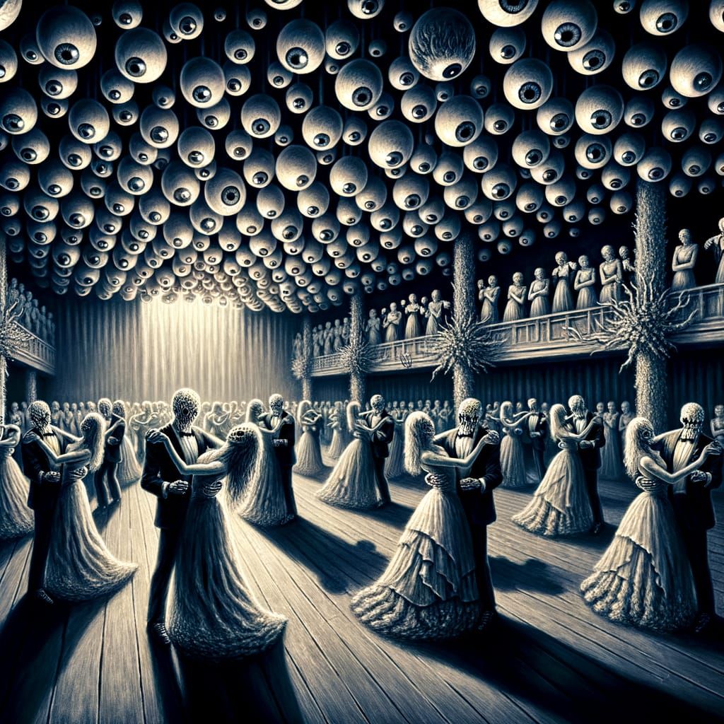 Eerie Undead Dancers at Dark Atmospheric Prom Night