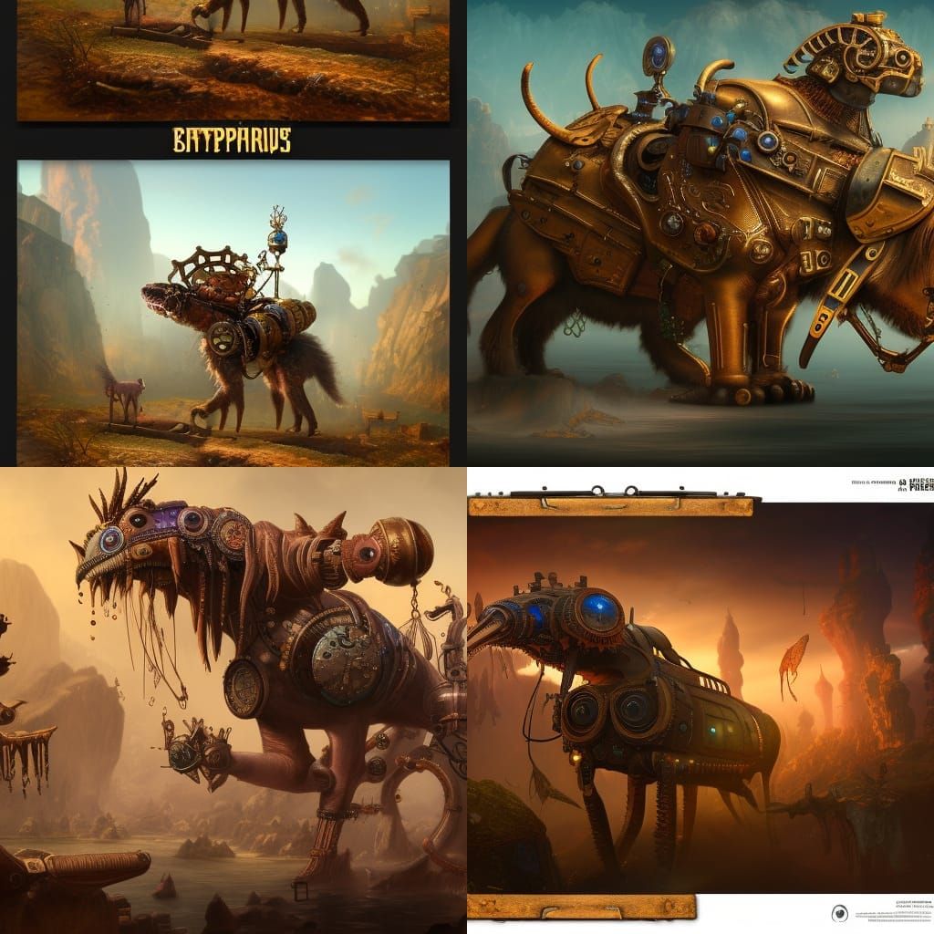 Fantastical Steampunk Animals in Detailed Matte Painting