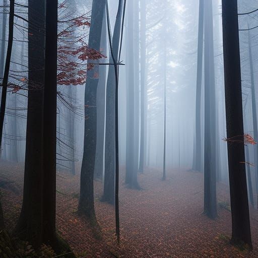 Haunted Forest: Misty Woods in Horror Illustration Style