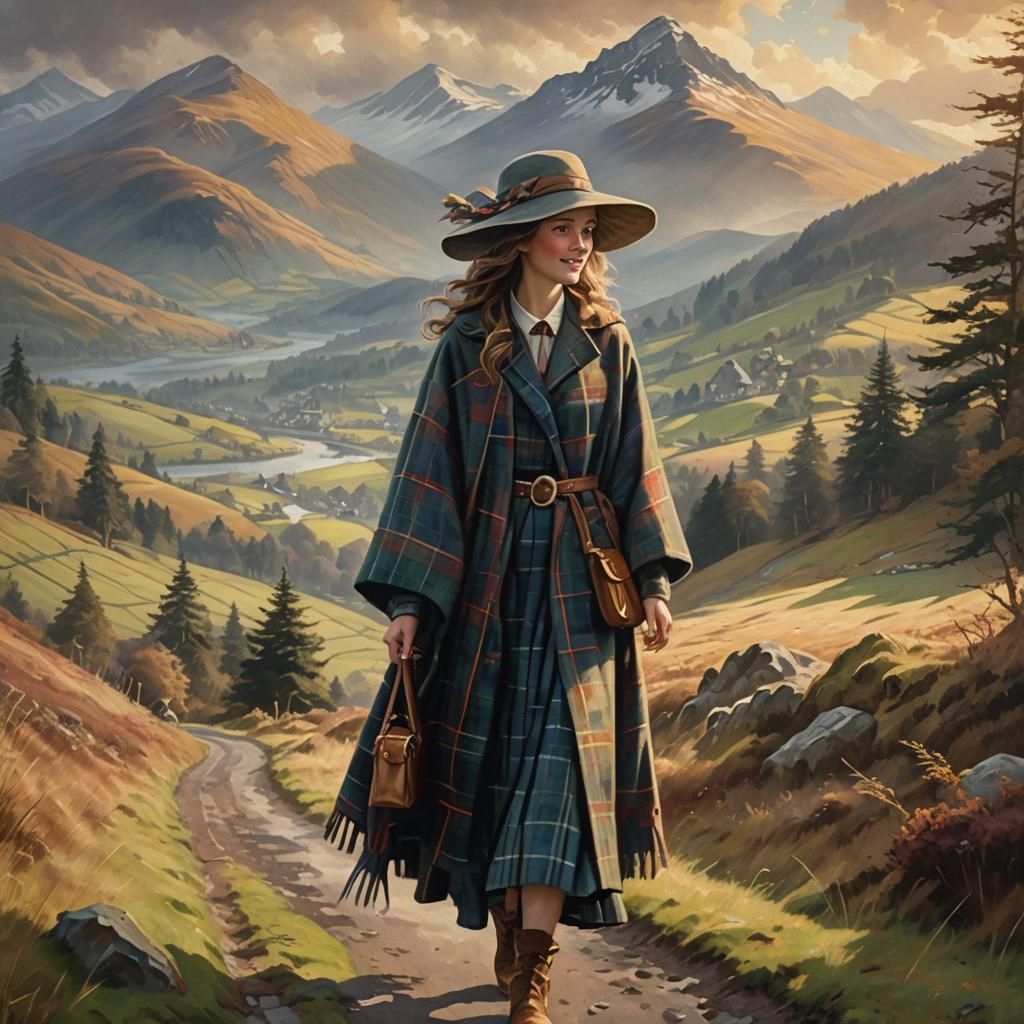 Scottish Woman in Tartan: Ethereal Fantasy Art
