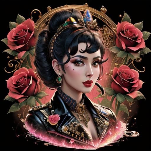 Valentine Heart with Beehive Hair, Surreal Graffiti Art