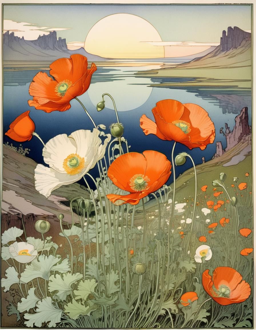 Iceland Poppy in Vibrant Watercolor Style