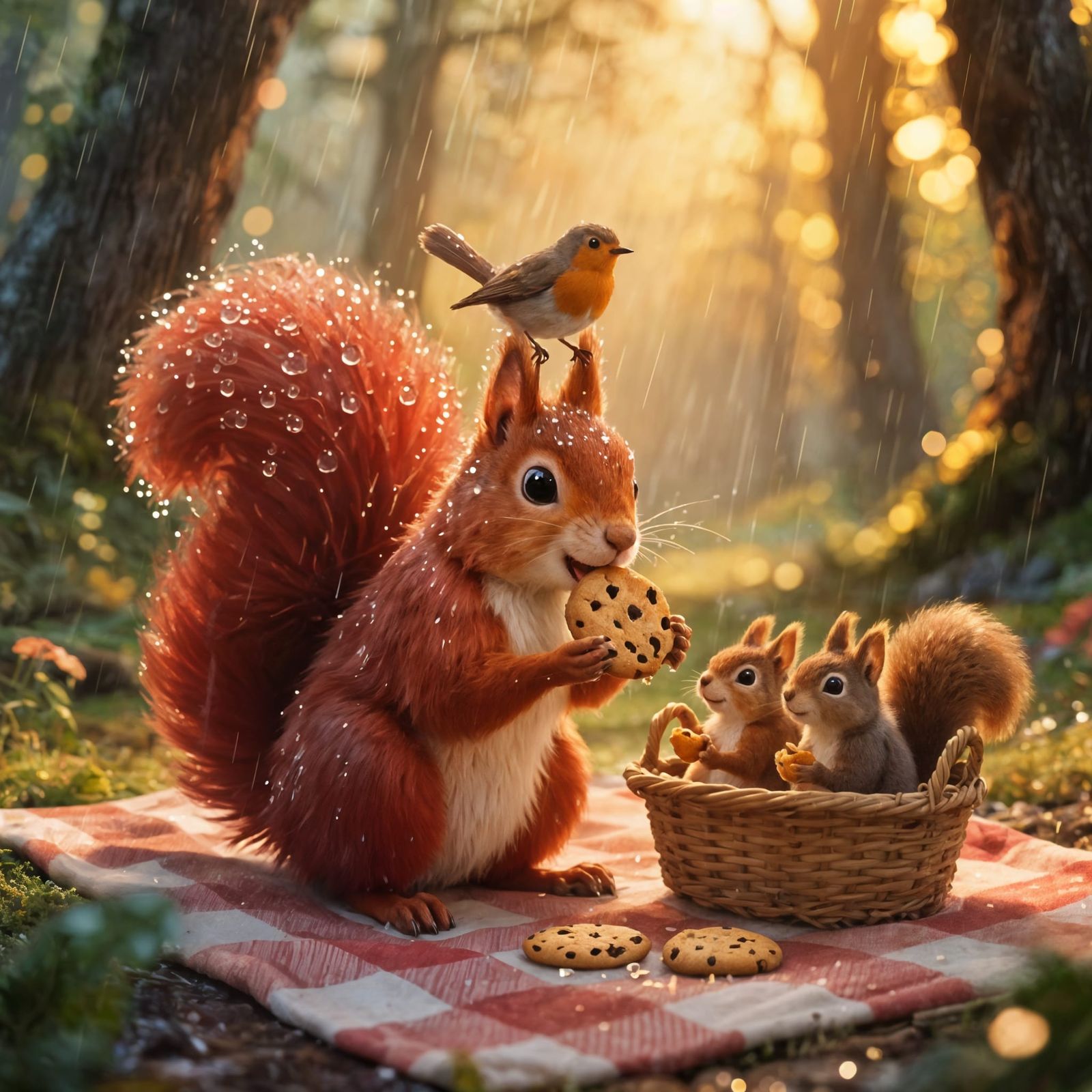 Whimsical Forest Picnic in the Rain