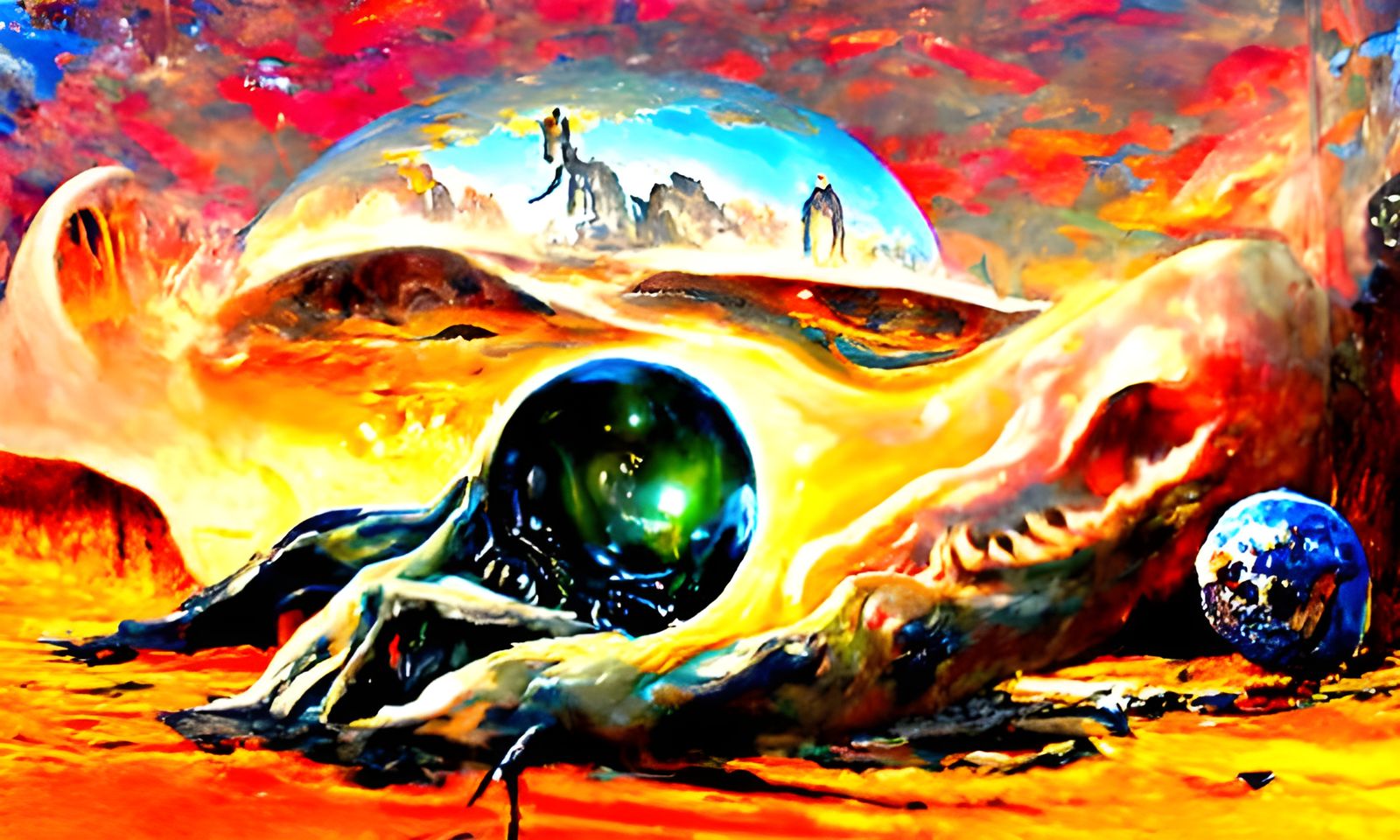 Sinister Monster Planet in Oil Painting Style
