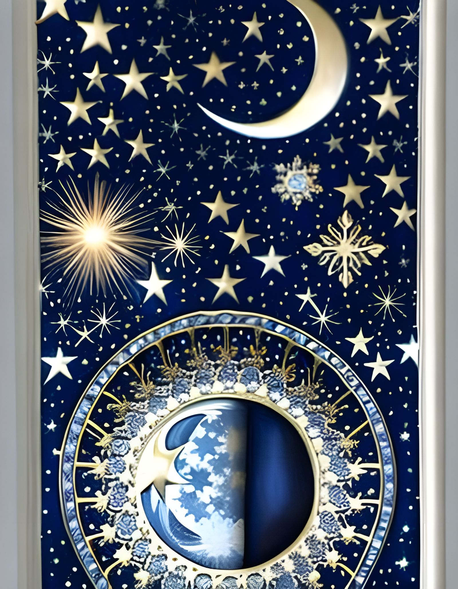 Moonlight Snowflake Dream in Art Nouveau Style