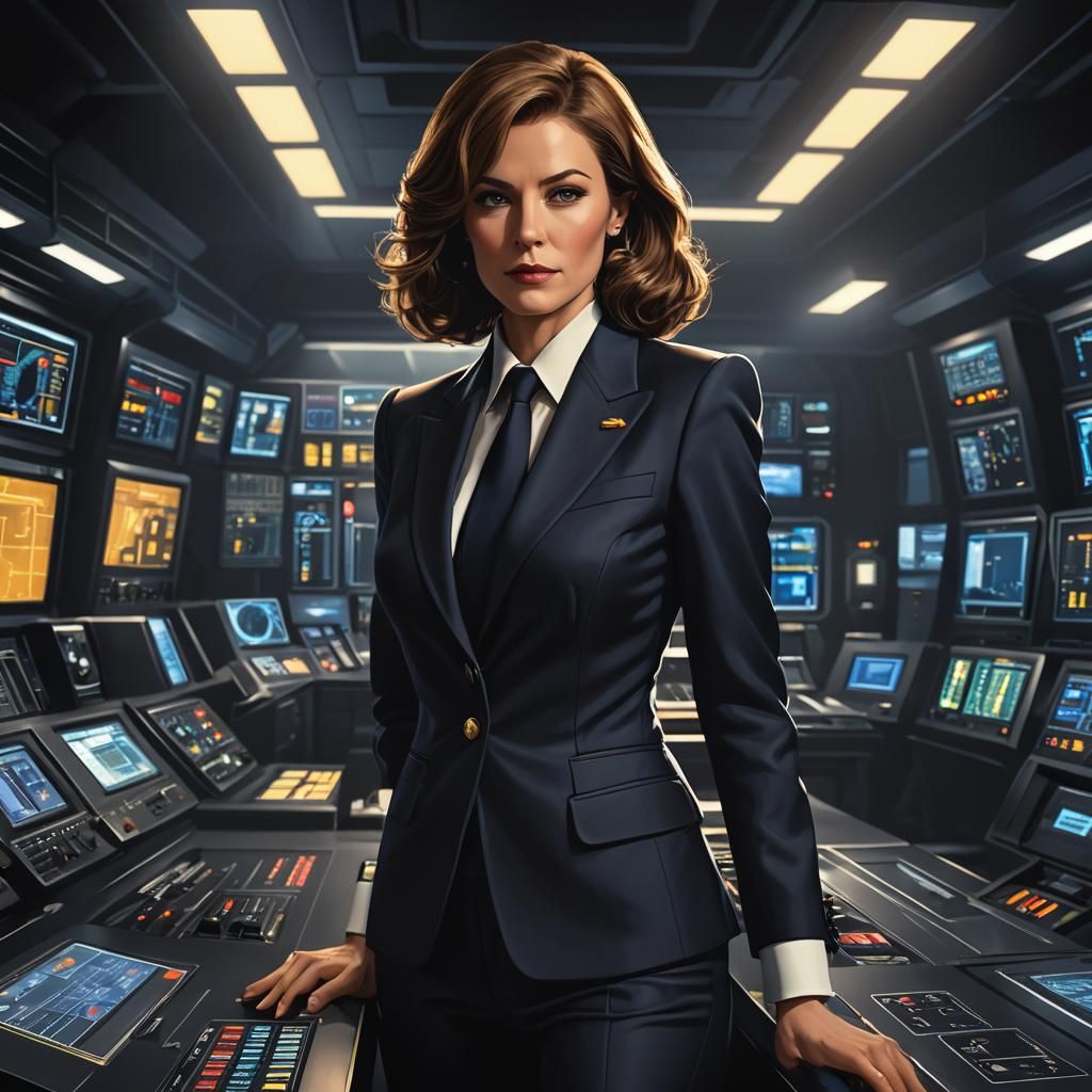 Commander Jane Bond in High-Tech Control Room