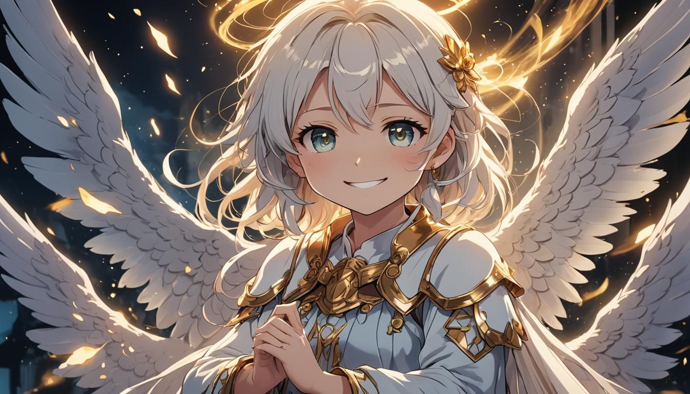 Smiling Baby Angel in Manga Style