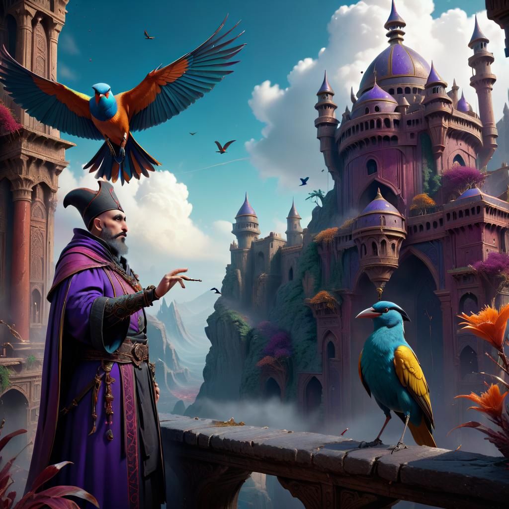 Bird and Vizier in Detailed Matte Painting