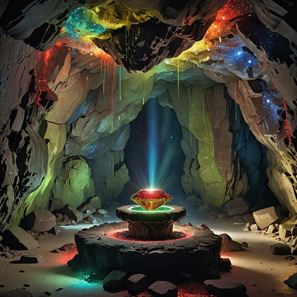 Mystical Cave Jewel with Emanating Light