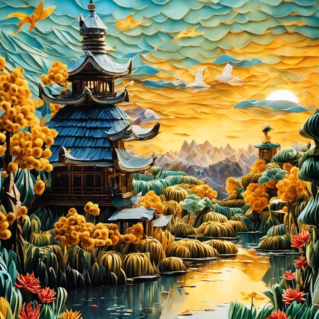 Intricate Origami World in 3D