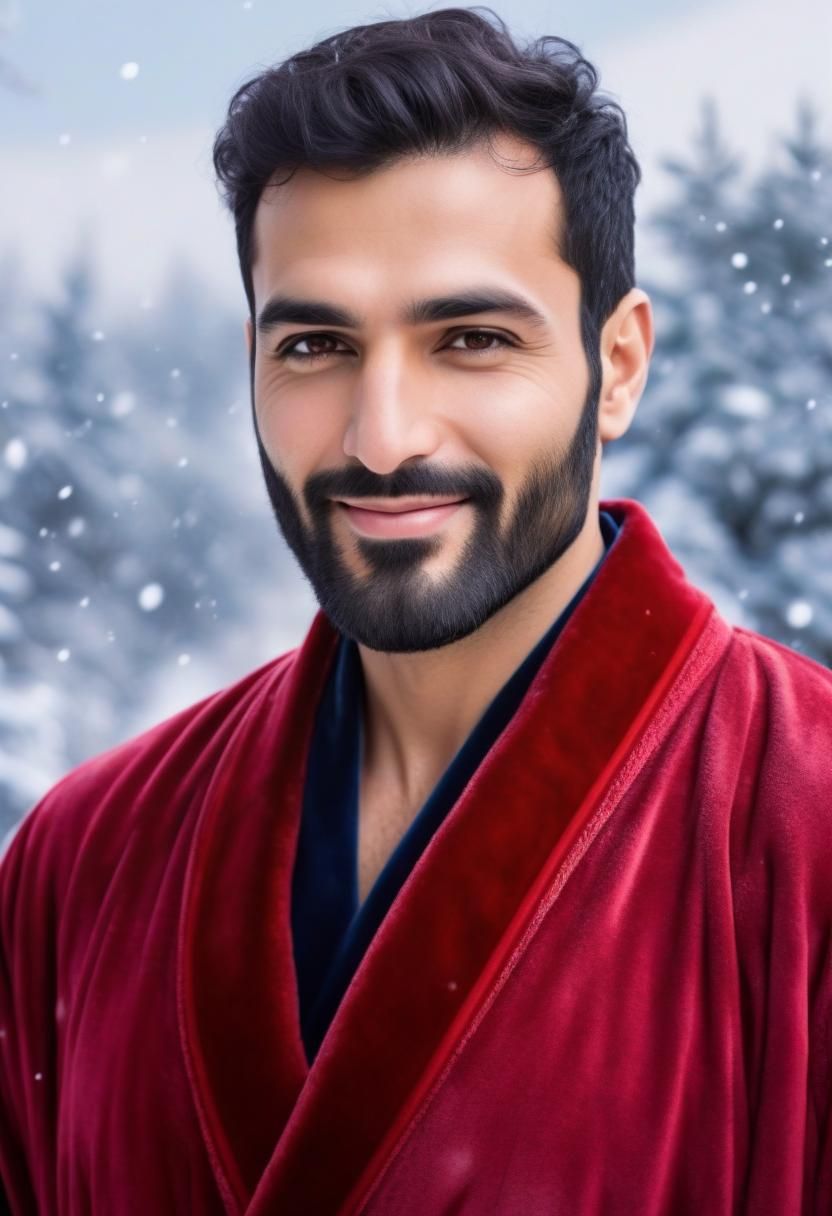 Handsome Man in Winter Robe: Impressionist Painting