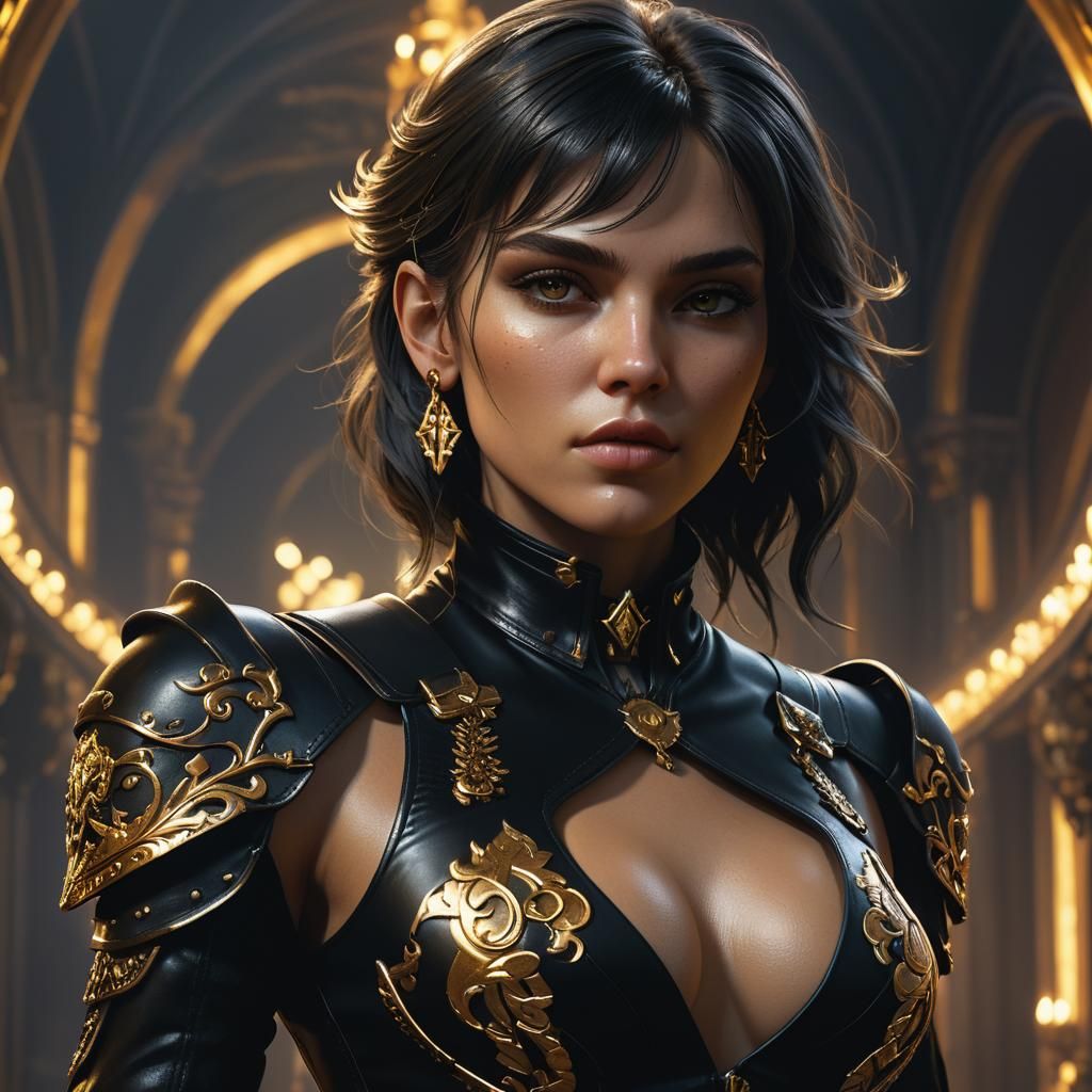 Dark Fantasy Portrait with Golden Accents