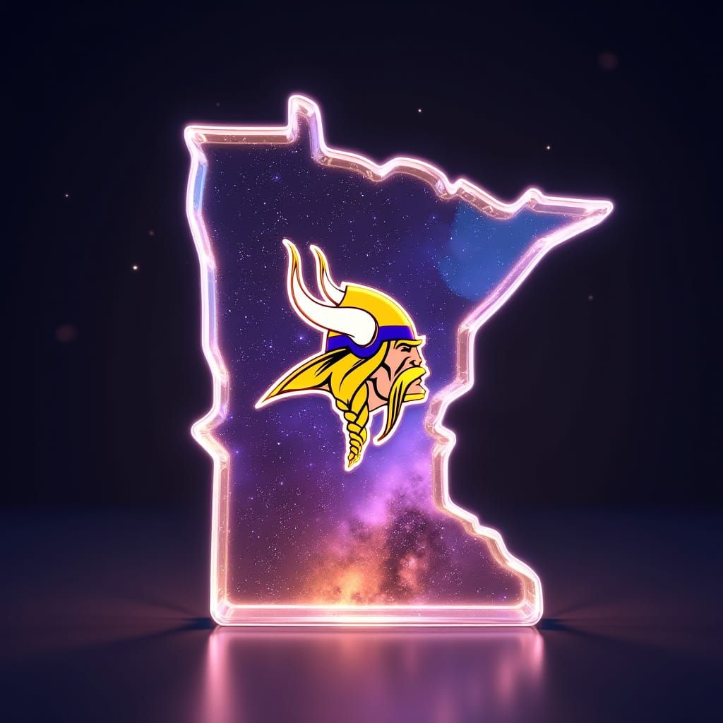 Minnesota Vikings Emblem in Cosmic Galaxy - 3D Art