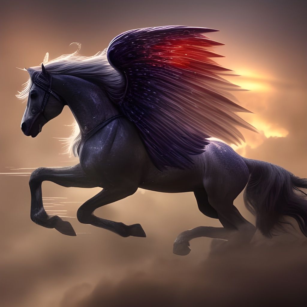 Winged Pegasus in Detailed Digital Matte Painting