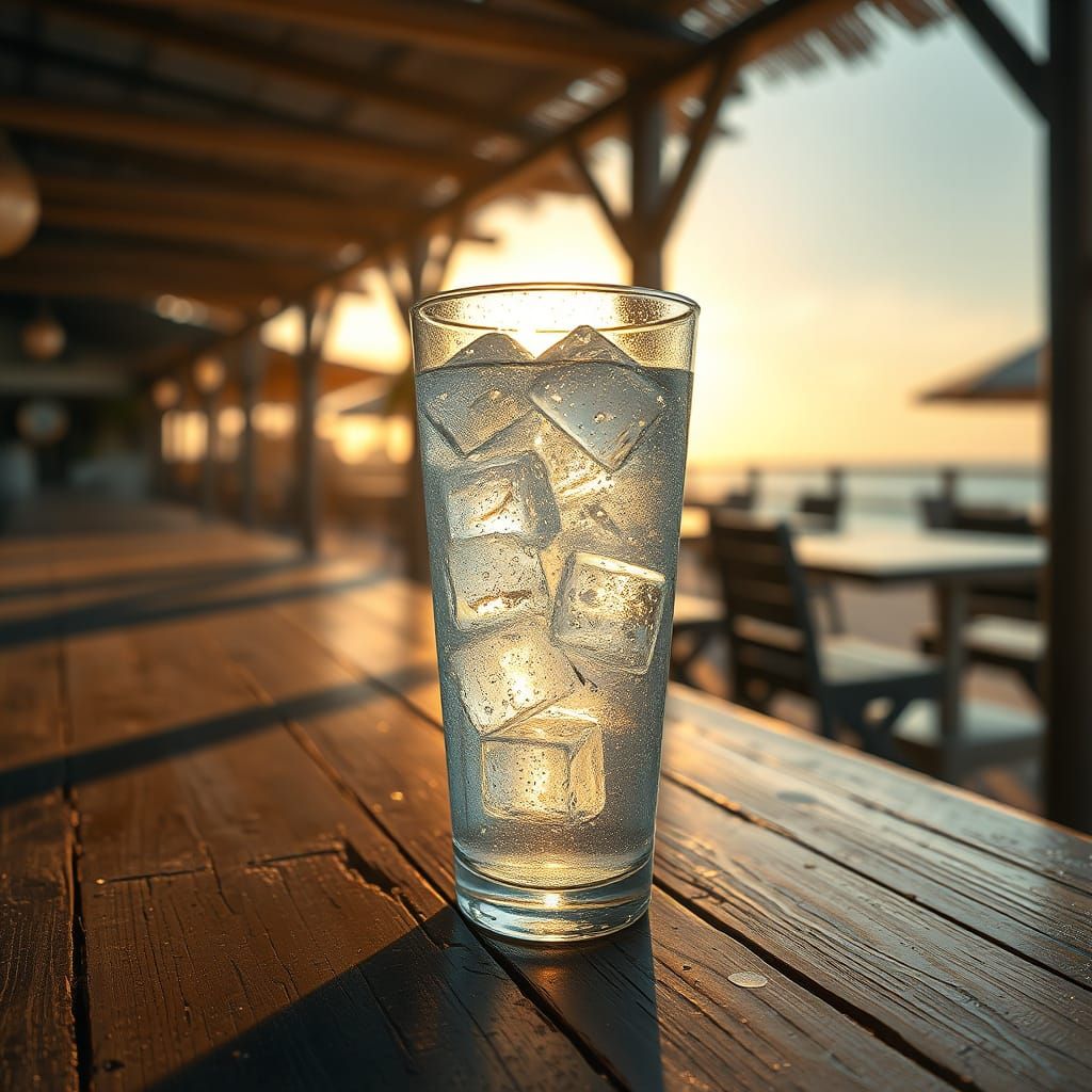 Refreshing Sparkling Water with Ice, Matte Painting