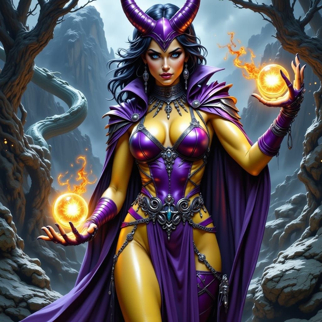 Sorceress of Snake Mountain in Dark Fantasy Armor