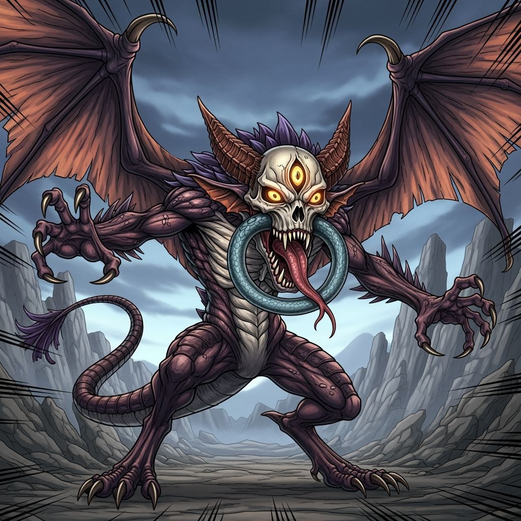 Fearsome Hybrid Demera Creature in Anime Style