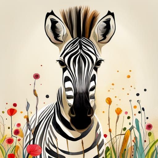 Watercolor Zebra Portrait for Nursery Decor