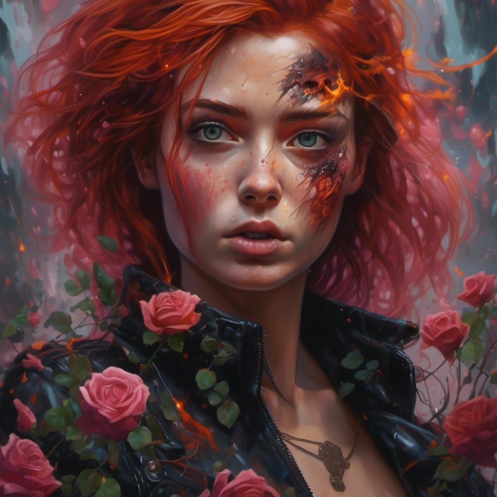 Hyperrealistic Portrait of a Sad Redhead