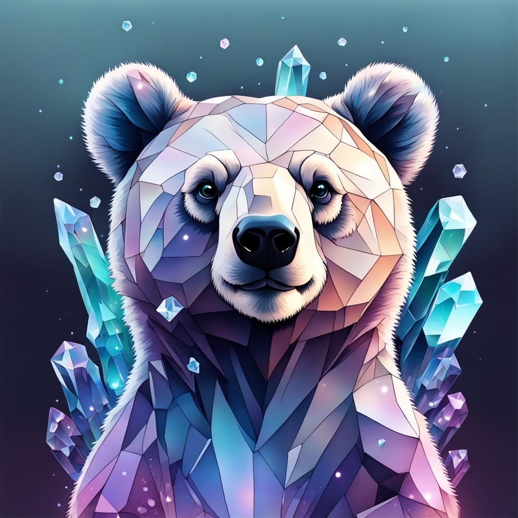 Cute Crystalline Bear in Cool Colors