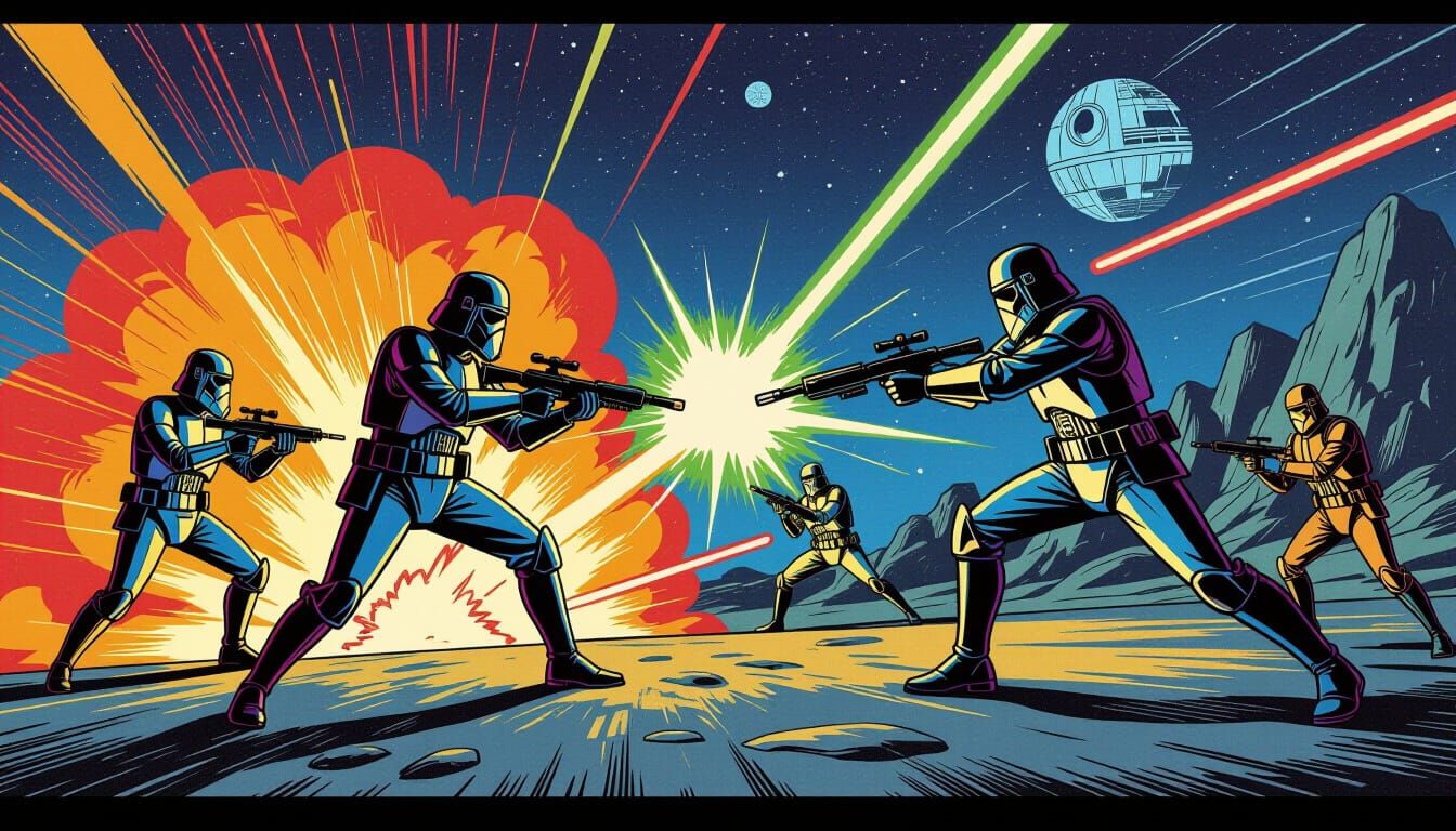 Retro Star Wars Combat in Comic Book Style