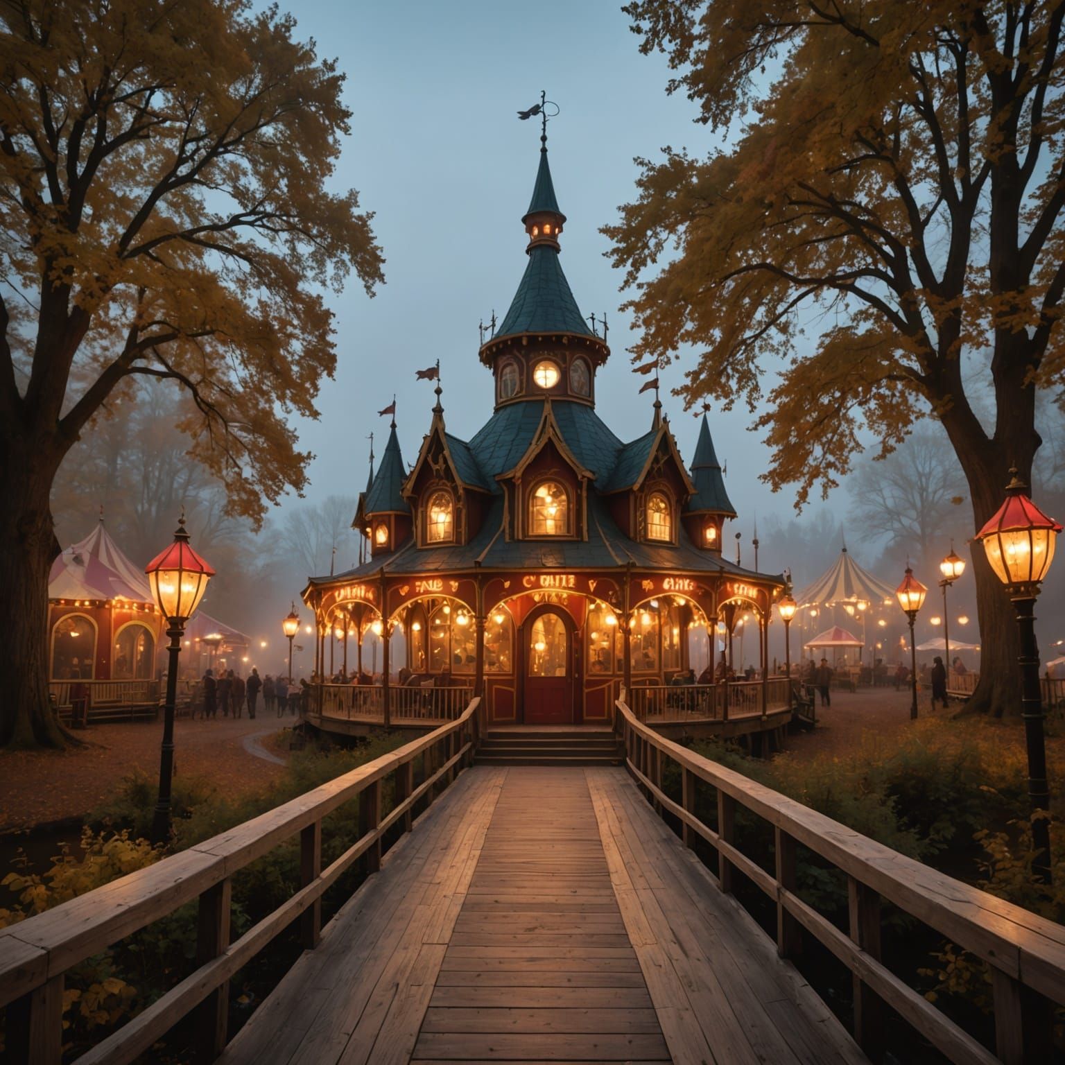 Enchanted Lakeside Cafe with Whimsical Architecture