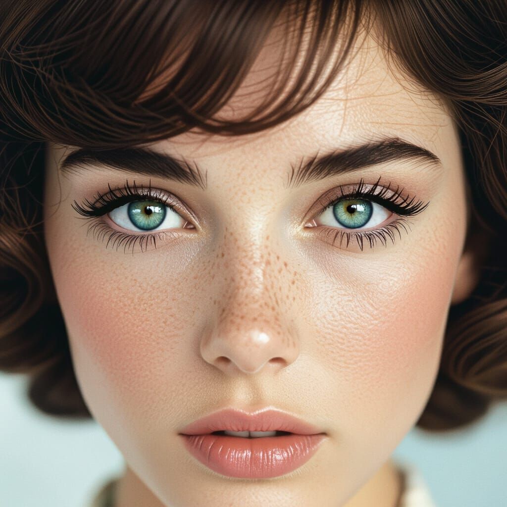 Hyper-Realistic 1960s Woman With Detailed Eyes