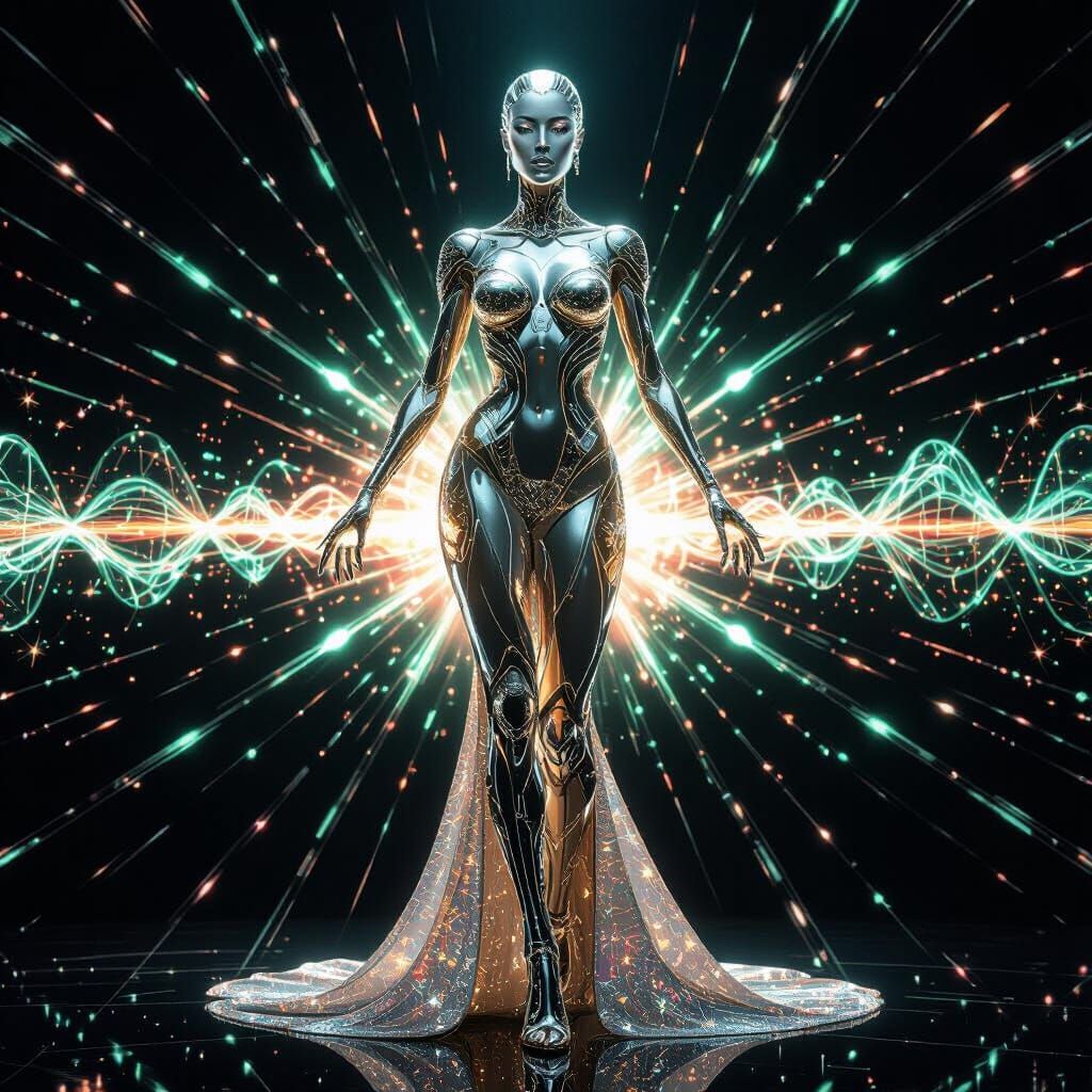 Unique Metallic Woman NFT with Gamma Ray Aura