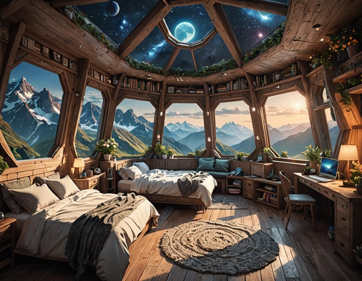 Futuristic Cottage Bedroom on Alien Planet