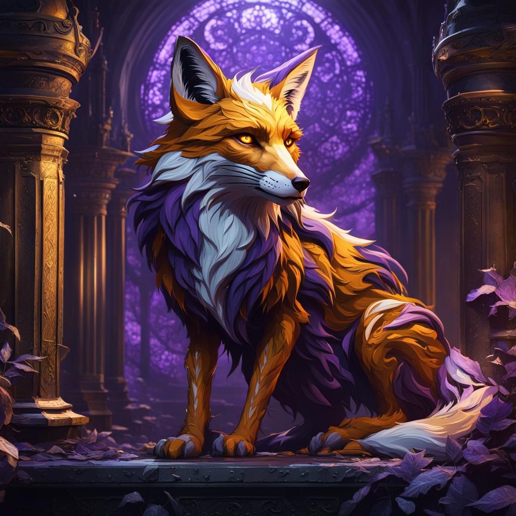 Hyperdetailed Fox in Dark Fantasy Style
