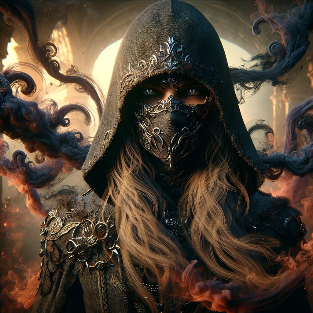 Fantasy Assassin Cloaked in Smoke: Concept Art
