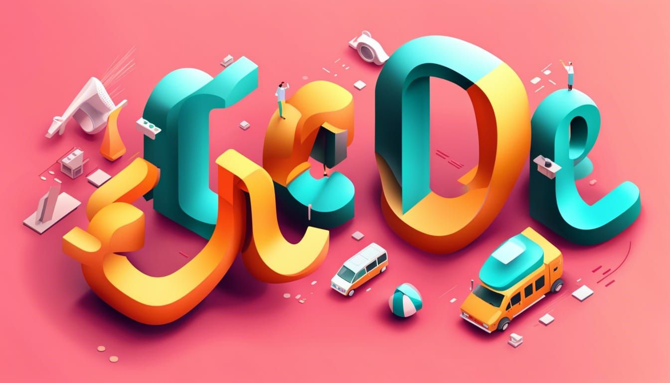 Isometric 3D Typography Design of "DEUS"