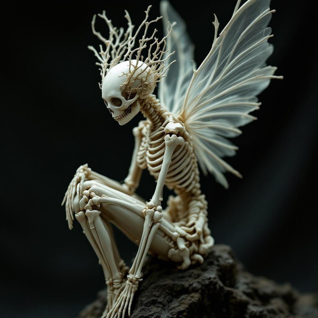 Eerie Bone Fairy with Translucent Wings