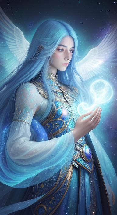 Celestial Wizard in Astral Landscape Illustration