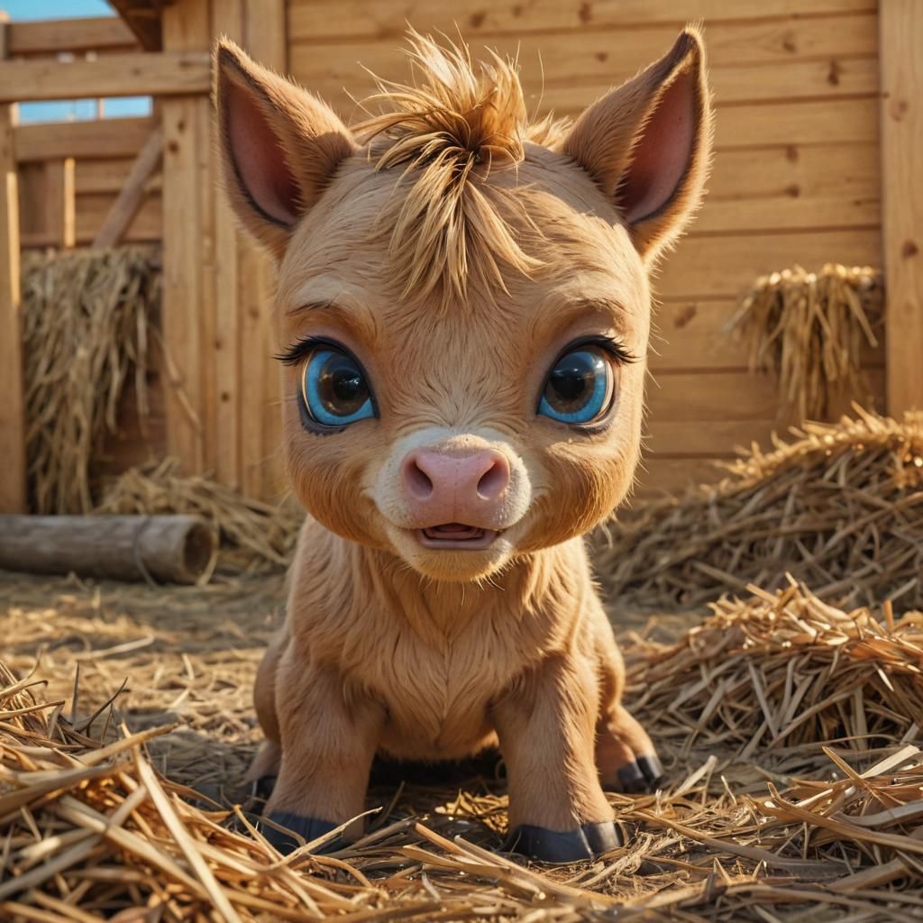 A charming chibi style illustration of a baby horse, itsangery face is angry, in a temper tantrum. The baby horse's tiny...