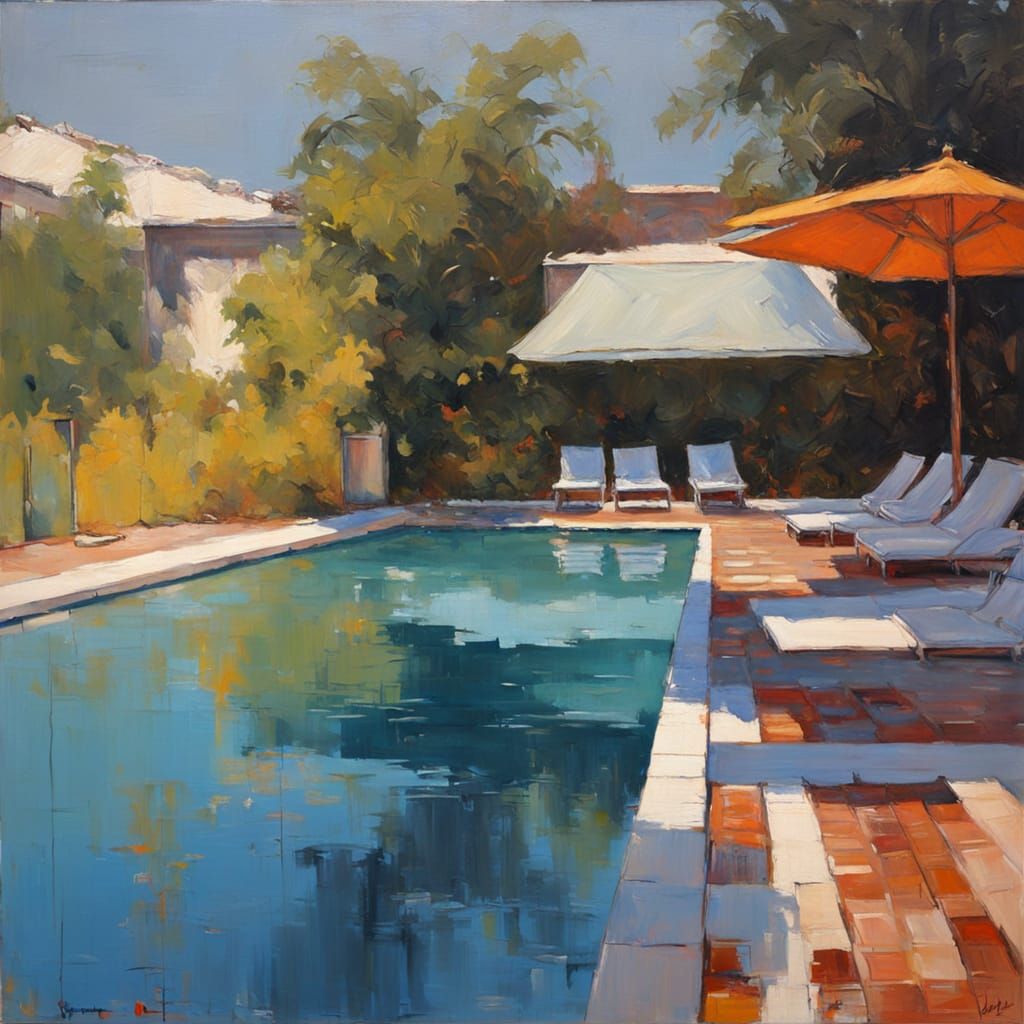 Vibrant Summer Scene in Modern Abstract Oil Painting