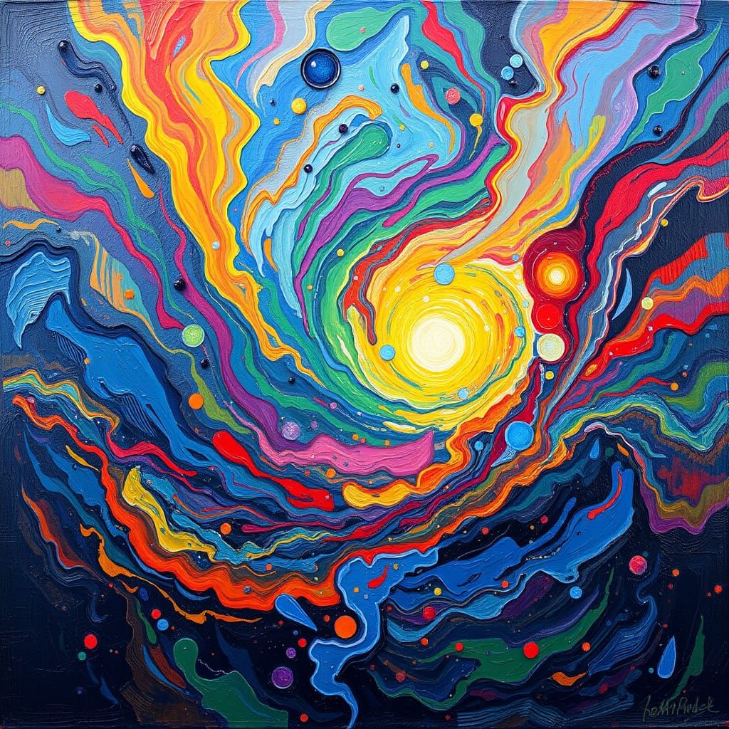 Whirling Mystical Energies in Impasto Style