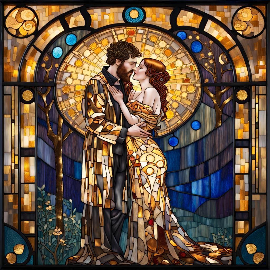 Ethereal Stained Glass Art Nouveau Masterpiece