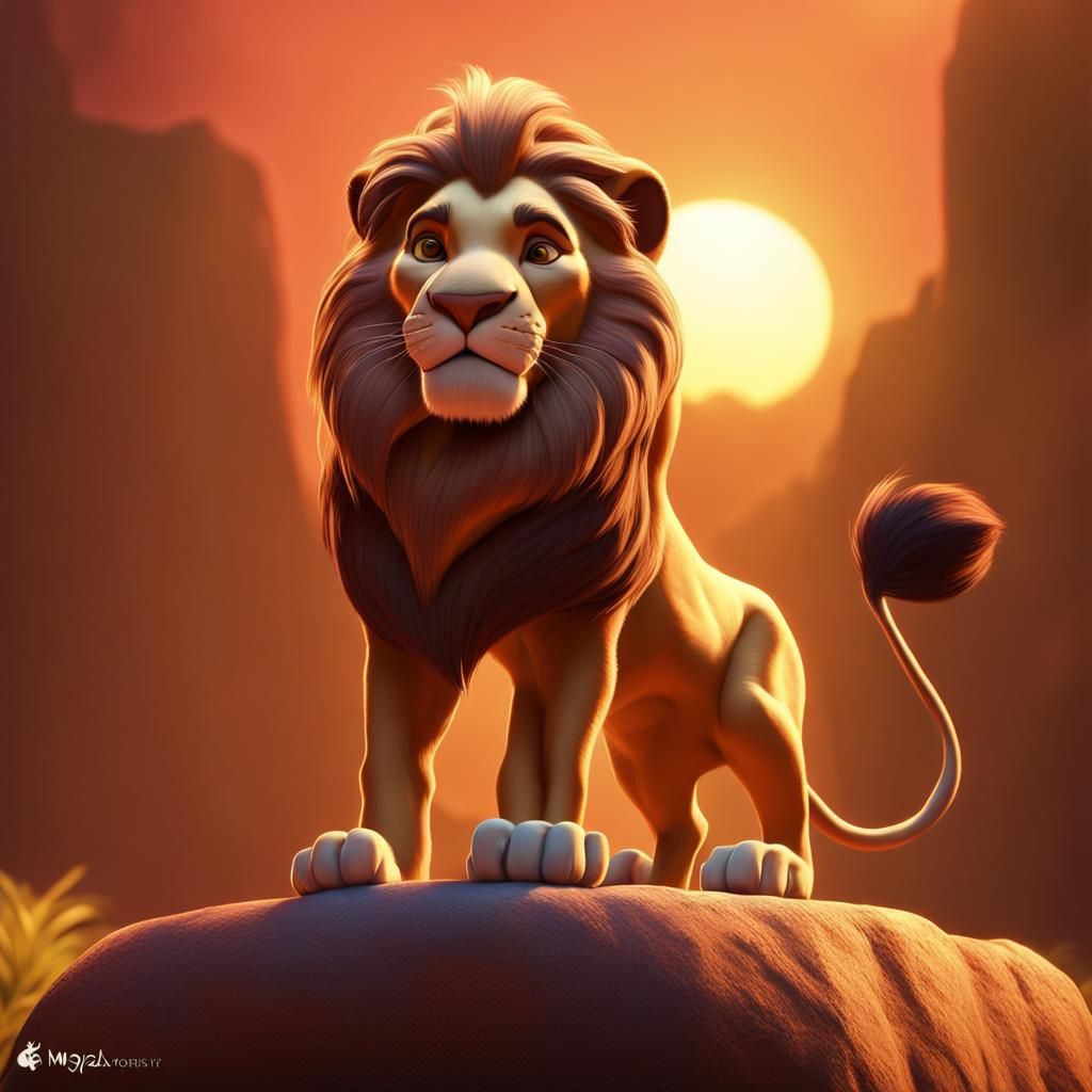 Simba as Lion King: 3D Disney Pixar Art