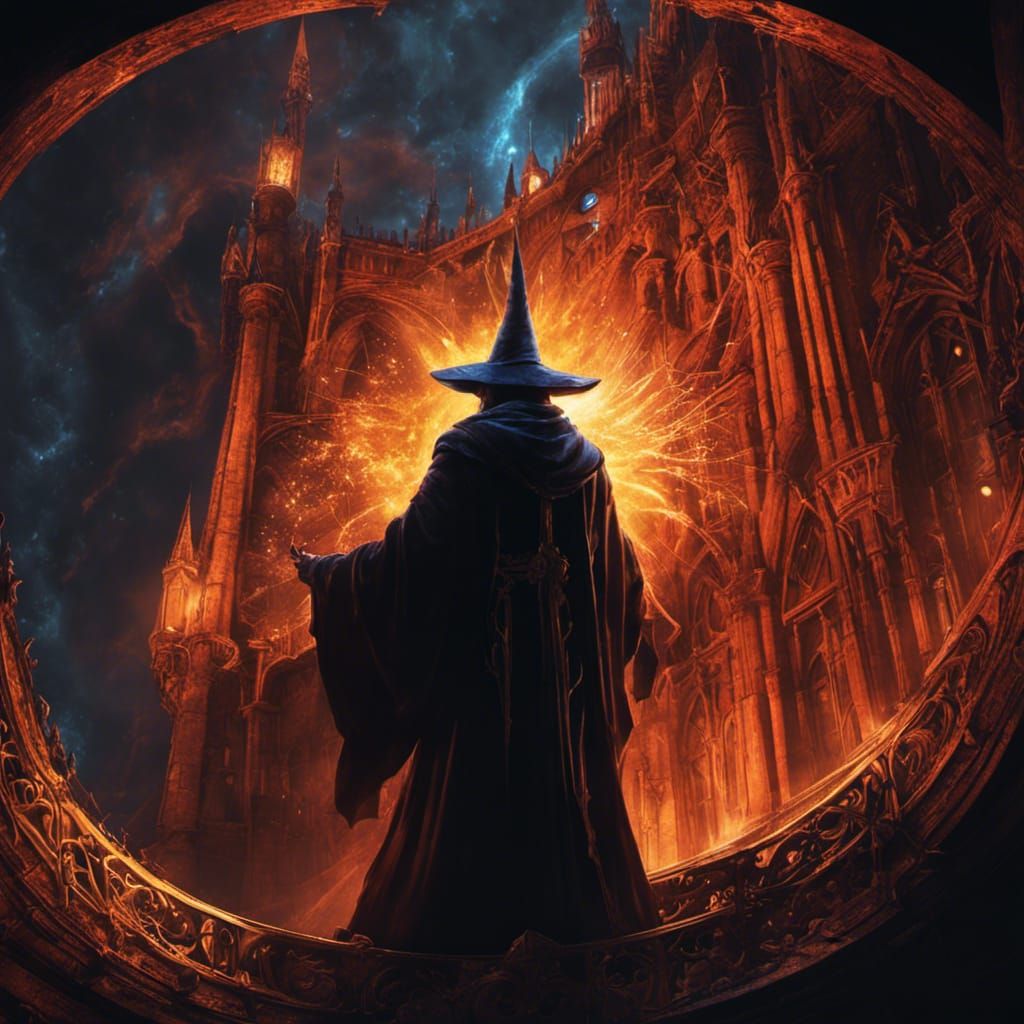 Evil Sorcerer Casting Spell in Dark Fantasy Style
