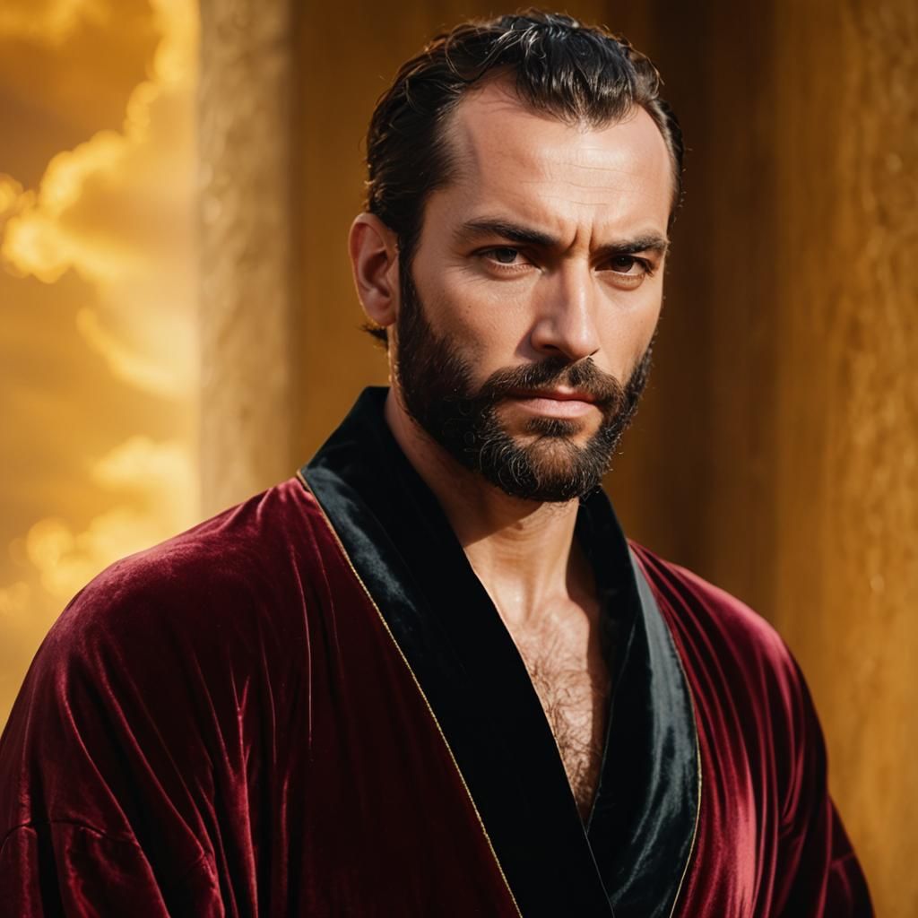 Angry Man in Velvet Robe: Doré-Inspired Portrait