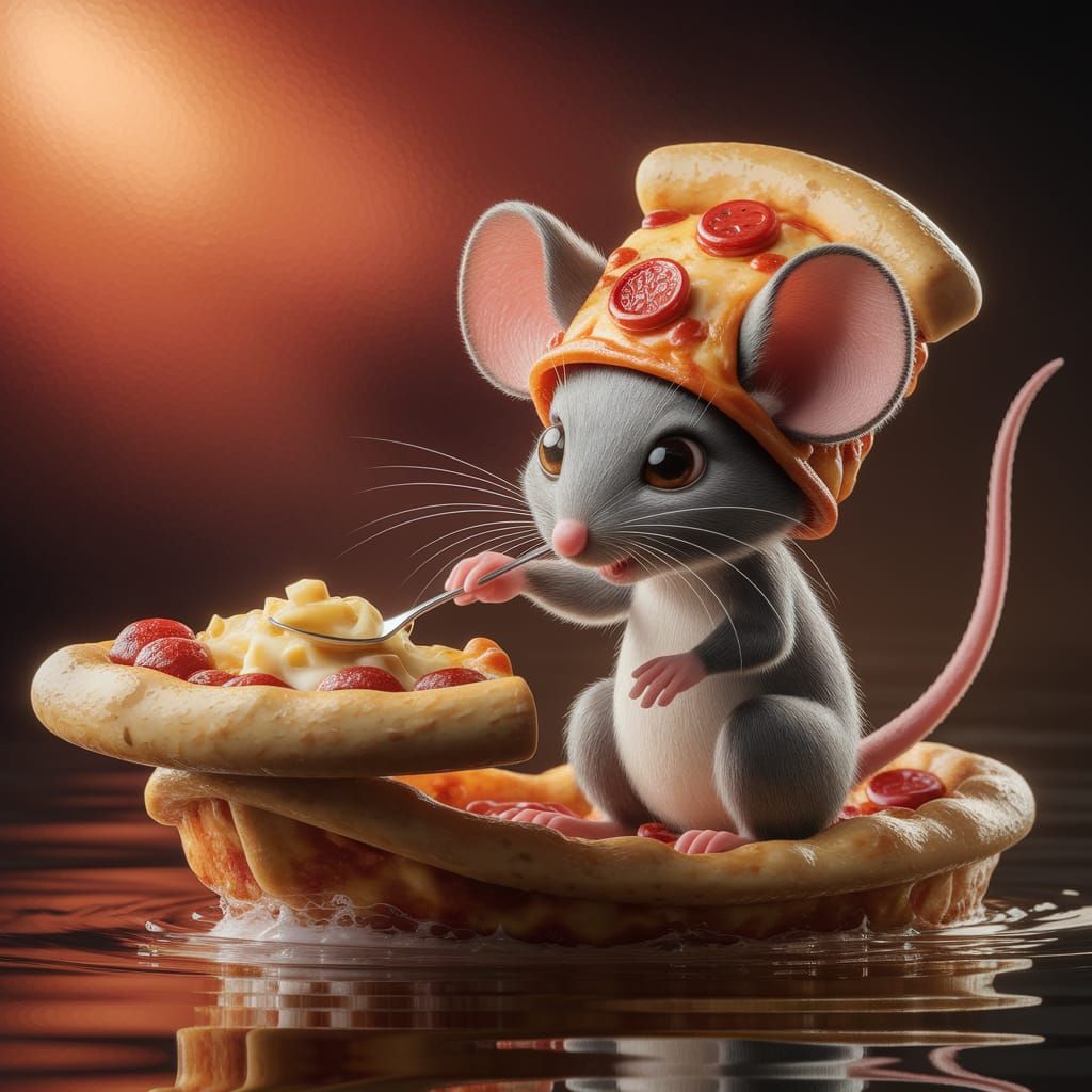 mouse on a pizza boat